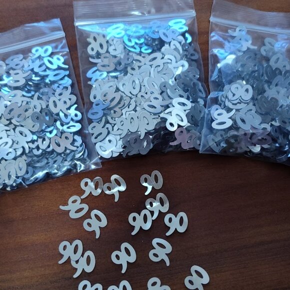 90th birthday party supplies - banner, table scatters, cake picks - Picture 5 of 7